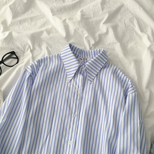 Csíkos női ing klasszikus gallérral