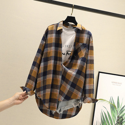 Női kockás ing hosszú ujjal és zsebbel