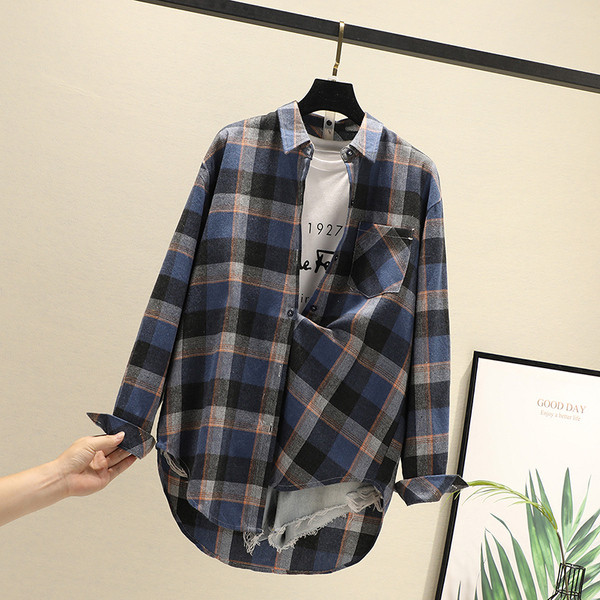 Női kockás ing hosszú ujjal és zsebbel