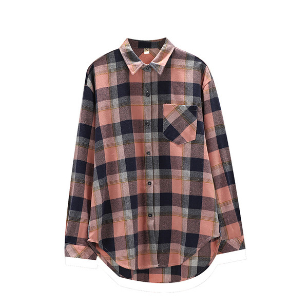 Női kockás ing hosszú ujjal és zsebbel