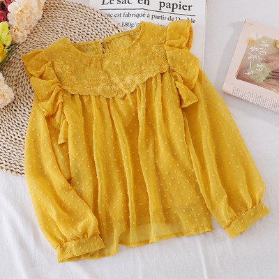 Női ing ovális nyakkivágással, négy színben, hosszú ujjal