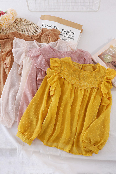 Női ing ovális nyakkivágással, négy színben, hosszú ujjal