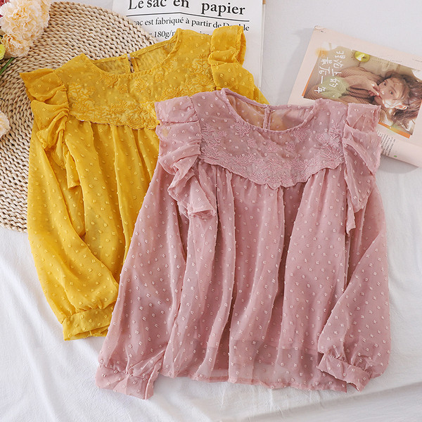 Női ing ovális nyakkivágással, négy színben, hosszú ujjal