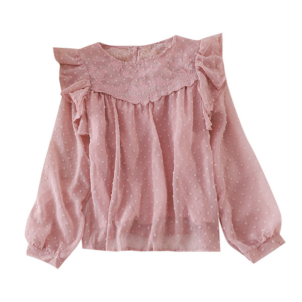 Női ing ovális nyakkivágással, négy színben, hosszú ujjal