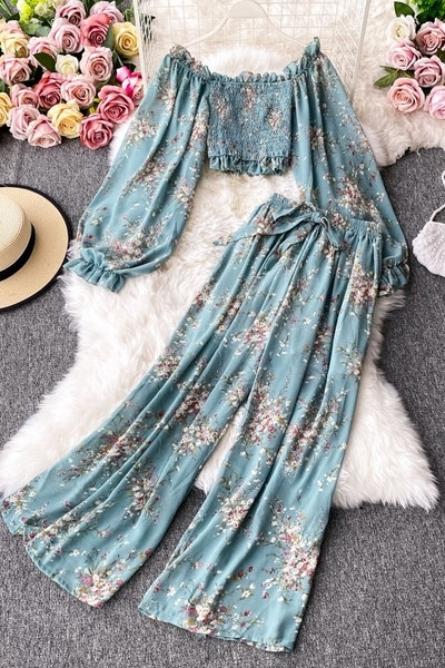 Stílusos női szett virágmintával, két részből