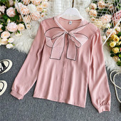 Női alkalmi ing hosszú ujjal és gallérral szalaggal