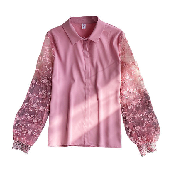 Modern női ing klasszikus gallérral és széles ujjakkal