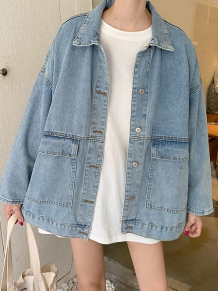 Női alkalmi farmerdzseki zsebekkel