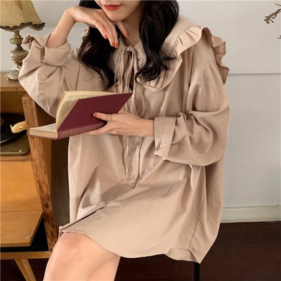 Μοντέρνο γυναικείο πουκάμισο φαρδύ μοντέλο με μακριά μανίκια και κουμπιά