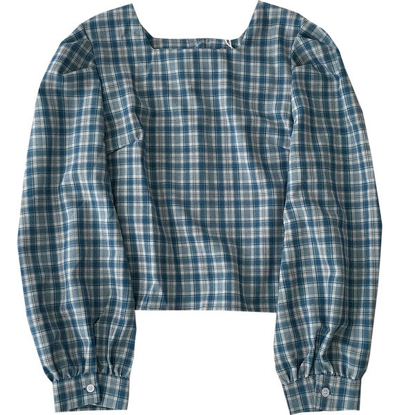 Γυναικείο καρό πουκάμισο με κουμπιά και φαρδιά μανίκια