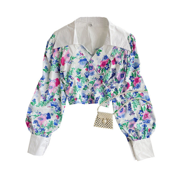 Stiilne lillelise mustriga naiste lühike särk