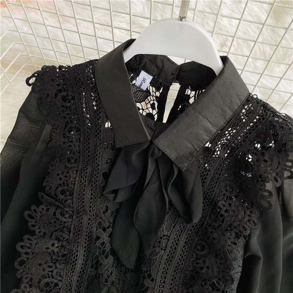 Alkalmi női ing csipkével és szalaggal, két színben