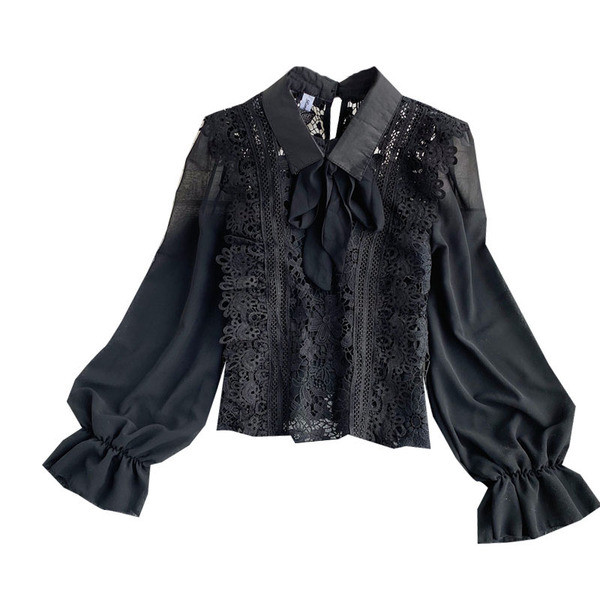 Alkalmi női ing csipkével és szalaggal, két színben