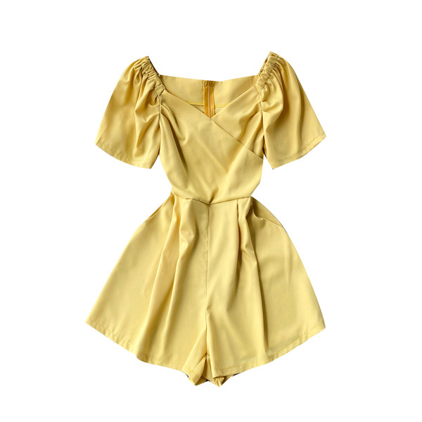 Modern női overall spitz nyakkivágással és cipzárral