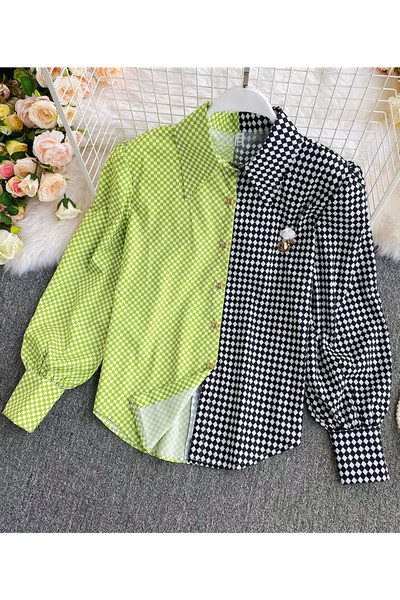 Naiste moodne nööpide ja klassikalise kraega särk