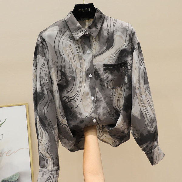 Új modell retro stílusú női ing zsebbel és gombokkal