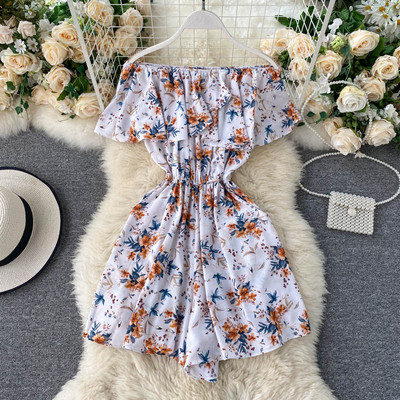 Langetatud varrukatega ja lillelise trükiga naiste kombinesoon