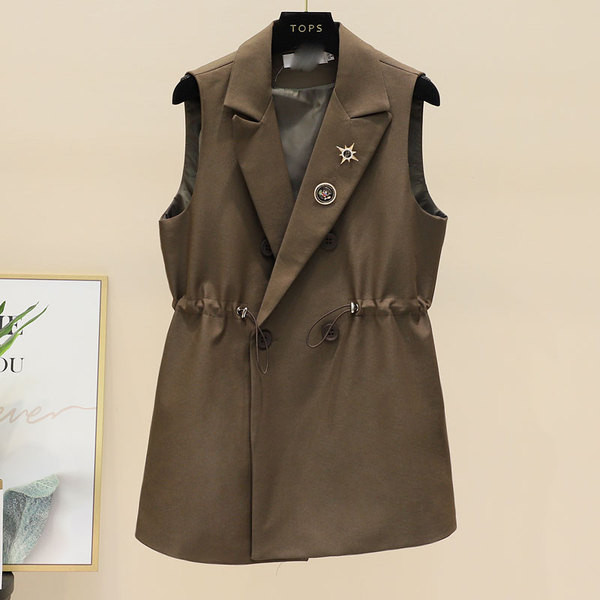 Γυναικείο γιλέκο με ελαστική μέση και κουμπιά