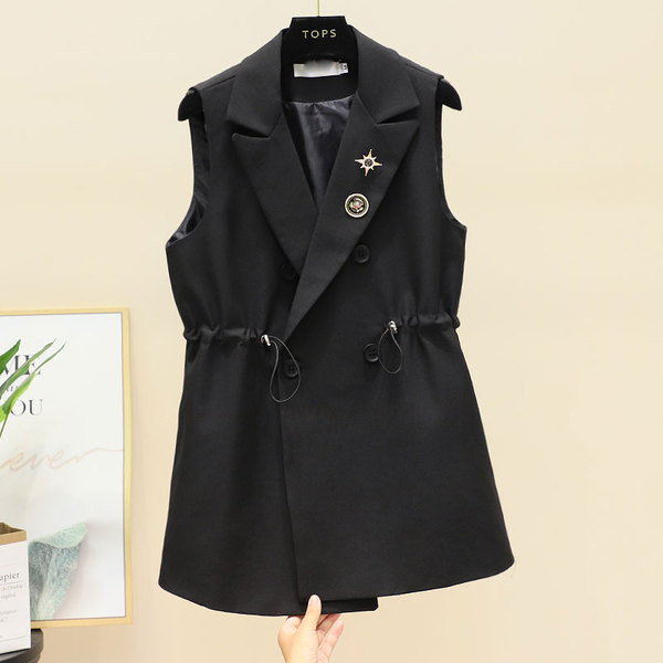 Γυναικείο γιλέκο με ελαστική μέση και κουμπιά