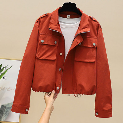 Új modellű női őszi kabát cipzárral és zsebekkel