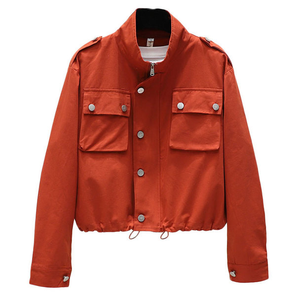 Új modellű női őszi kabát cipzárral és zsebekkel