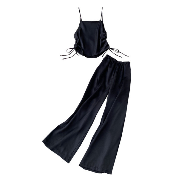 Moodne naiste pikkade pükste ja lipsudega pükste komplekt