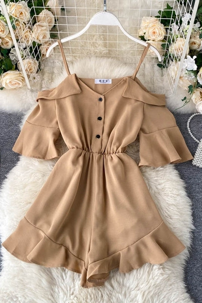 Μοντέρνα γυναικεία ολόσωμη φόρμα με μανίκια και λουράκια