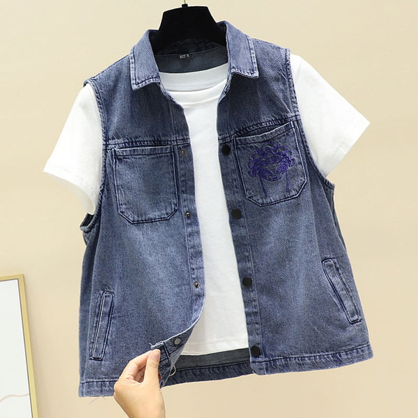 Γυναικείο γιλέκο casual με κουμπιά και κλασικό γιακά