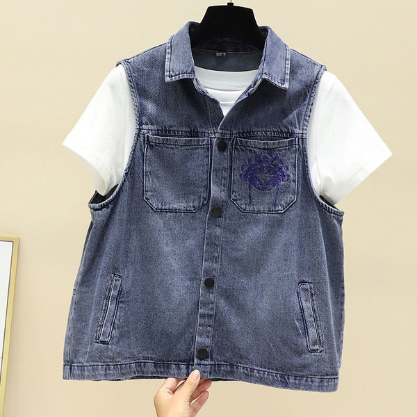 Γυναικείο γιλέκο casual με κουμπιά και κλασικό γιακά