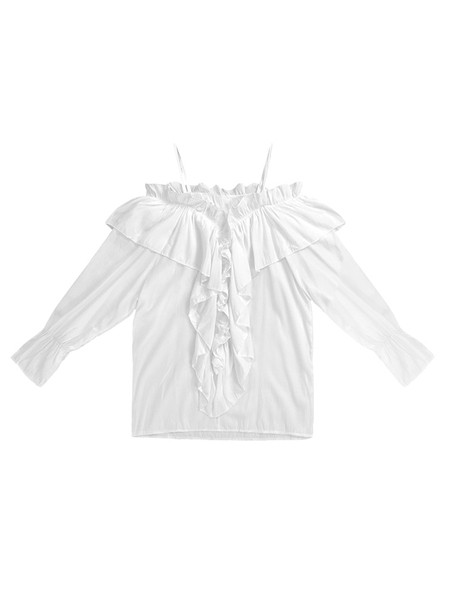 Valge avatud õlgadega naiste särk