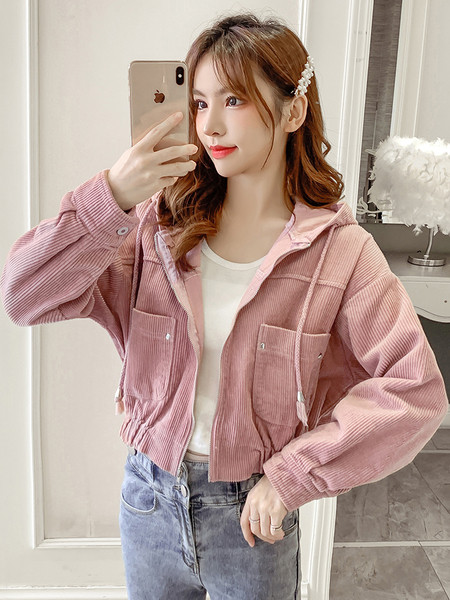 Sieviešu ikdienas jaka ar kapuci un kabatām