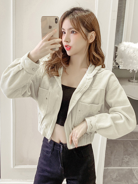 Sieviešu ikdienas jaka ar kapuci un kabatām