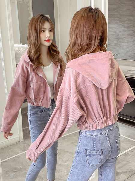 Sieviešu ikdienas jaka ar kapuci un kabatām