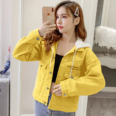 Női alkalmi kabát kapucnival és hímzéssel