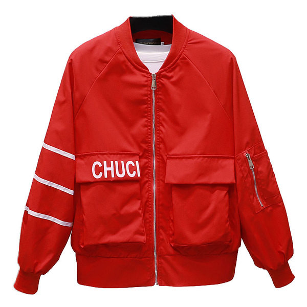 Geacă casual de primăvară de damă cu fermoar și inscripție în trei culori