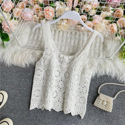 Moodne naiste kootud ovaalse kaelusega topp