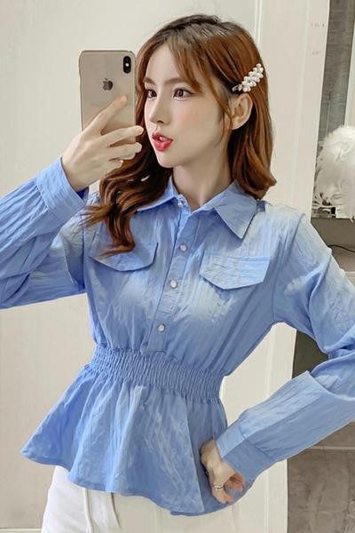 Modern női ing gombokkal és hosszú ujjú