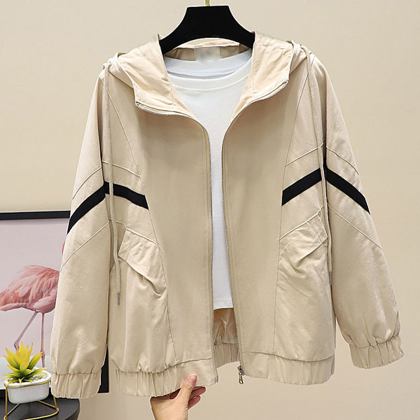 Női alkalmi őszi kabát cipzárral és kapucnival