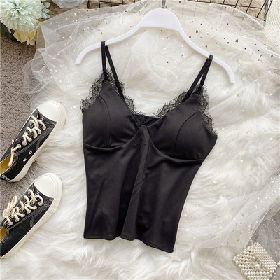 Modern női tank top sima modell csipkével