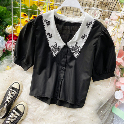 Modern női ing hímzéssel és 3/4-es ujjakkal