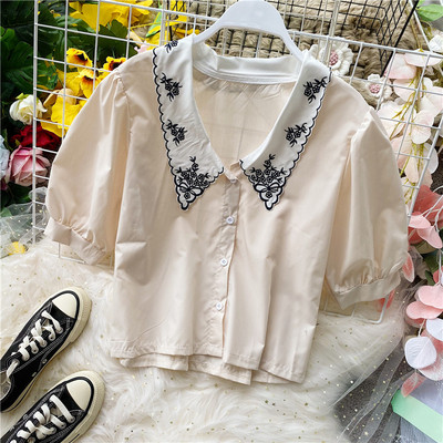 Modern női ing hímzéssel és 3/4-es ujjakkal