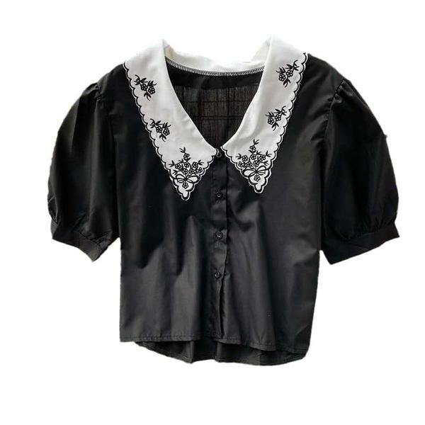 Modern női ing hímzéssel és 3/4-es ujjakkal