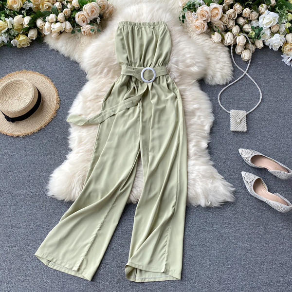 Női overall övvel és ujjatlan