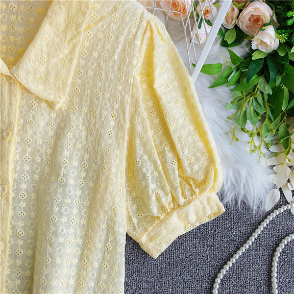 Cămașă casual de damă cu guler clasic și mâneci scurte