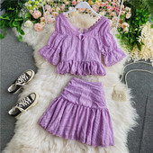 Set elegant de dama de fusta si bluza model simplu