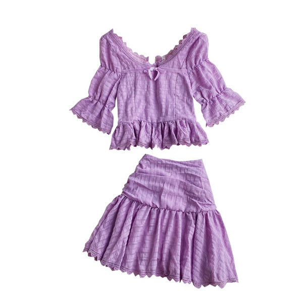 Set elegant de dama de fusta si bluza model simplu