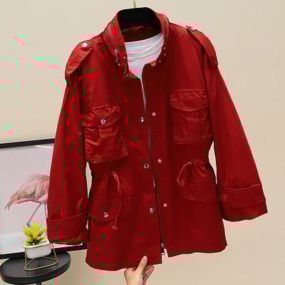 Taskute ja vöökoha lipsudega naiste kevadjope mitmes värvitoonis