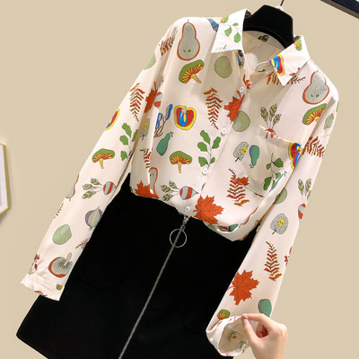 Krāsains sieviešu krekls ar klasisku apkakli un kabatu