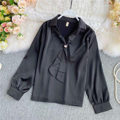 Cămașă elegantă de damă, cu mâneci lungi și cravate