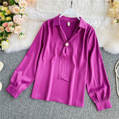 Cămașă elegantă de damă, cu mâneci lungi și cravate